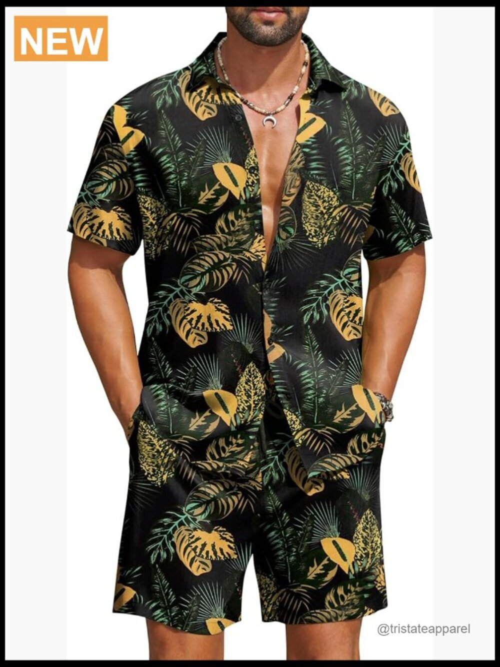 Hawaiian Matching Set Summer Beach 2 Piece Outfit Floral Button Down Shirt and
